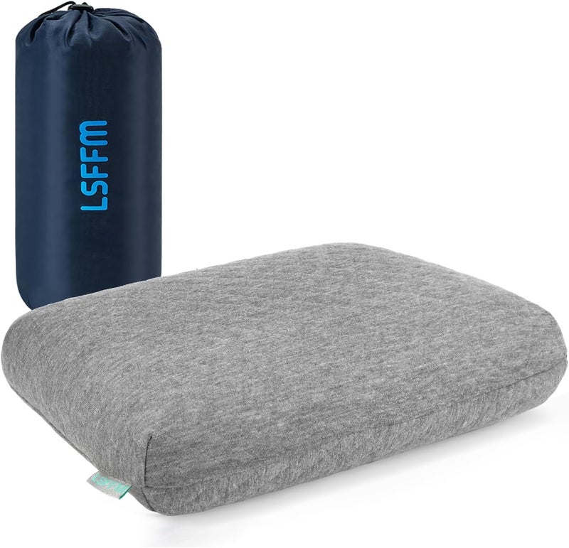 LSFFM Travel & Camping Memory Foam Pillow, Travel Essentials, Hammock Pillows with Double-Layered Pillow Cover, Easy to Clean, Compact Travel Pillows for Sleeping (Grey) - Image 1